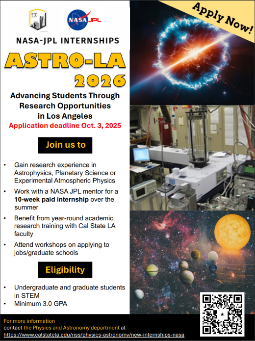 ASTROLA NASA JPL Internship Information Summer 2026