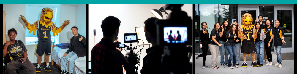 Students in Housing taking video and photos.