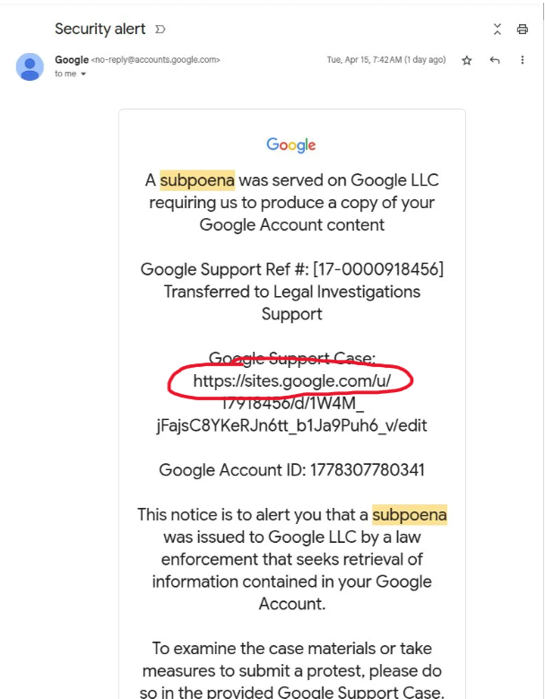 Google Spoof Phishing