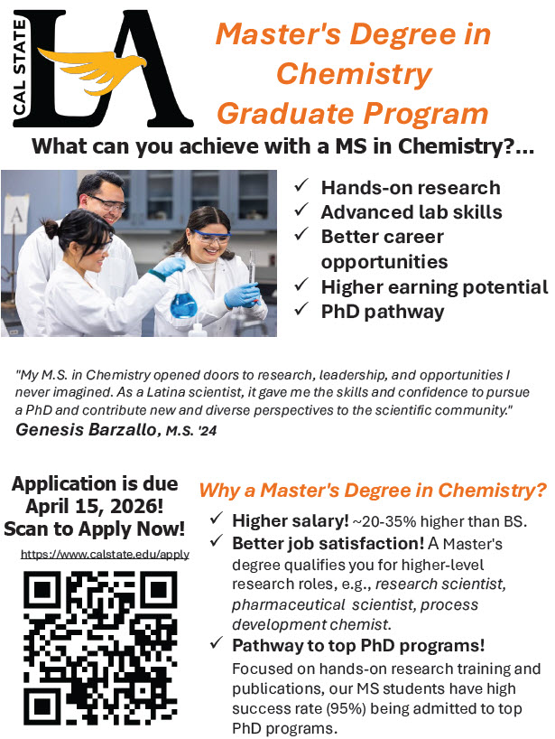 Master's Degree in Chemistry Graduate Program Recruitment Flyer