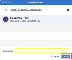 Open Mailbox dialog box