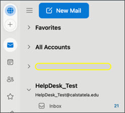 Folder pane displaying a department mailbox