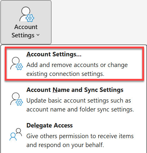 Account Settings menu