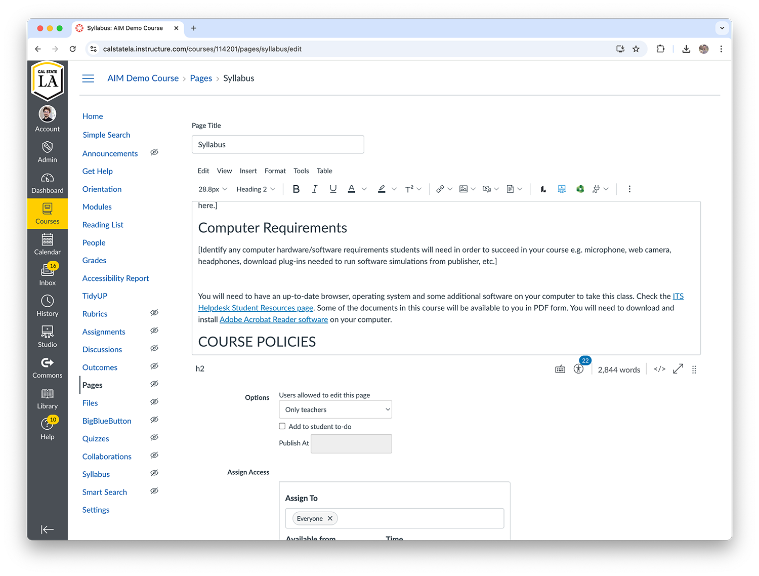 Canvas Rich Content Editor