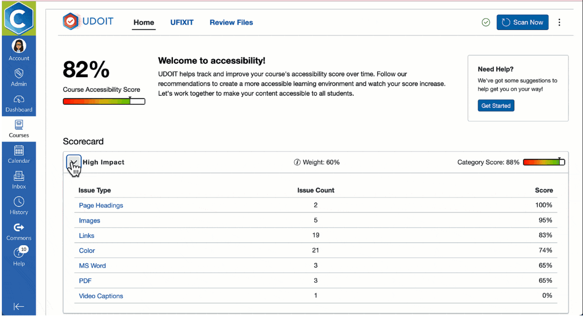 UDOIT Main Issues Page
