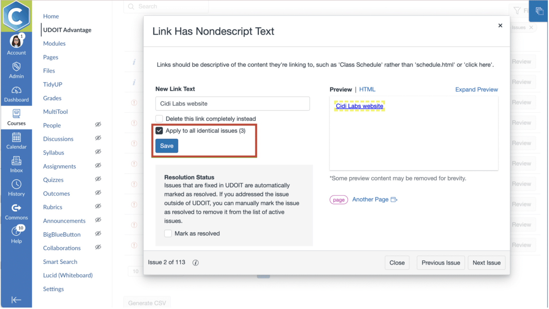 UDOIT Apply To All Fix