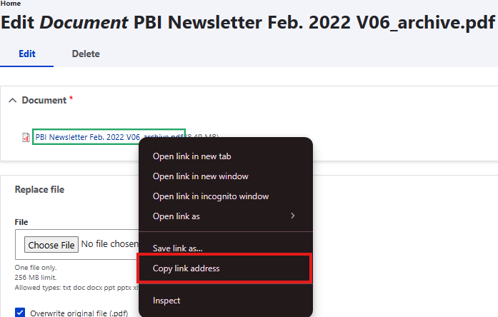 Upload Archive content