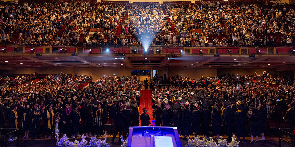 Commencement 2025 students and crowd shot