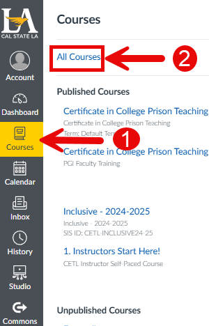 all courses on canvas