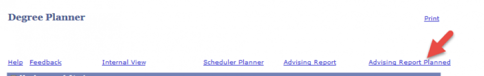 Picture of Degree Planner Advising Report Planned link