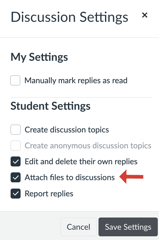 discussion settings