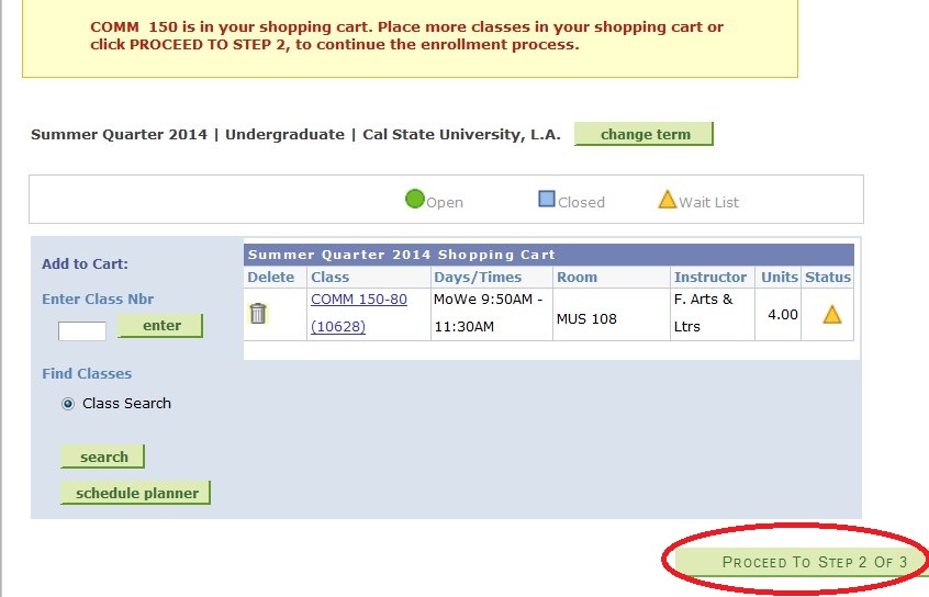 Screenshot showing Proceed to Step 2 button