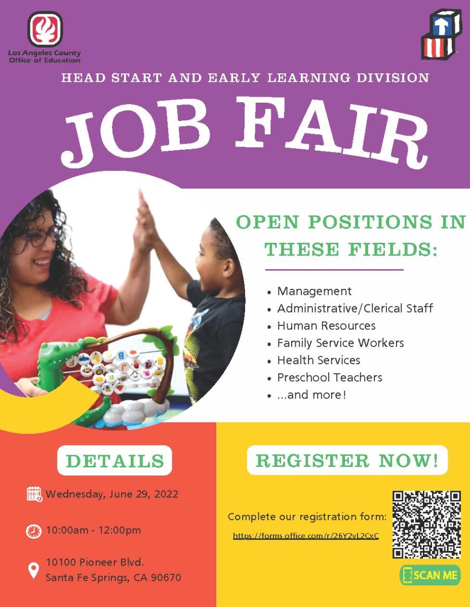 Head start and early learning division job fair. Register now!