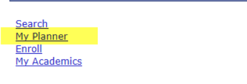 My Planner Link on Student Center main page