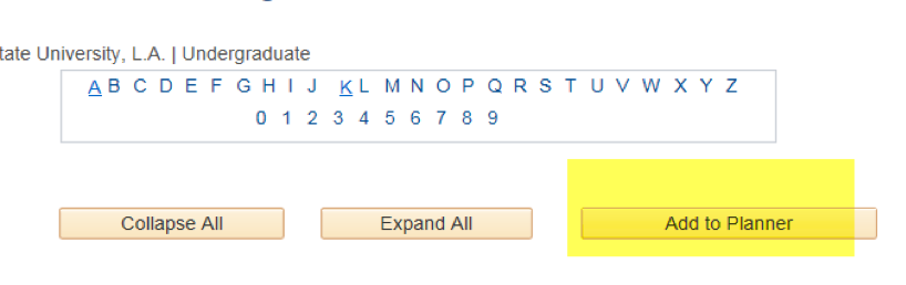Add to Planner button highlighted