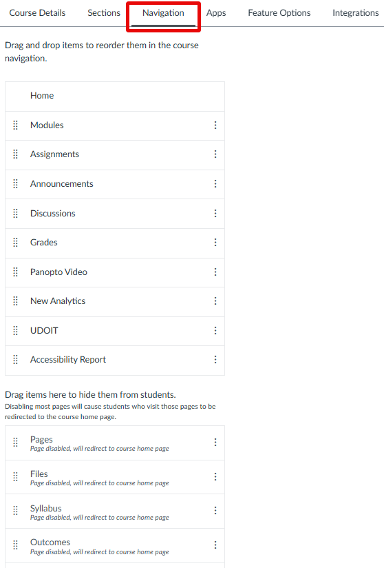 navigation on canvas