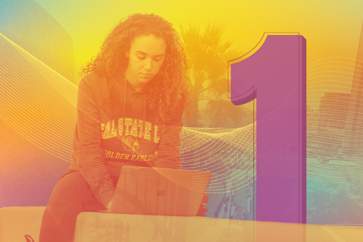 1 Student works on laptop.