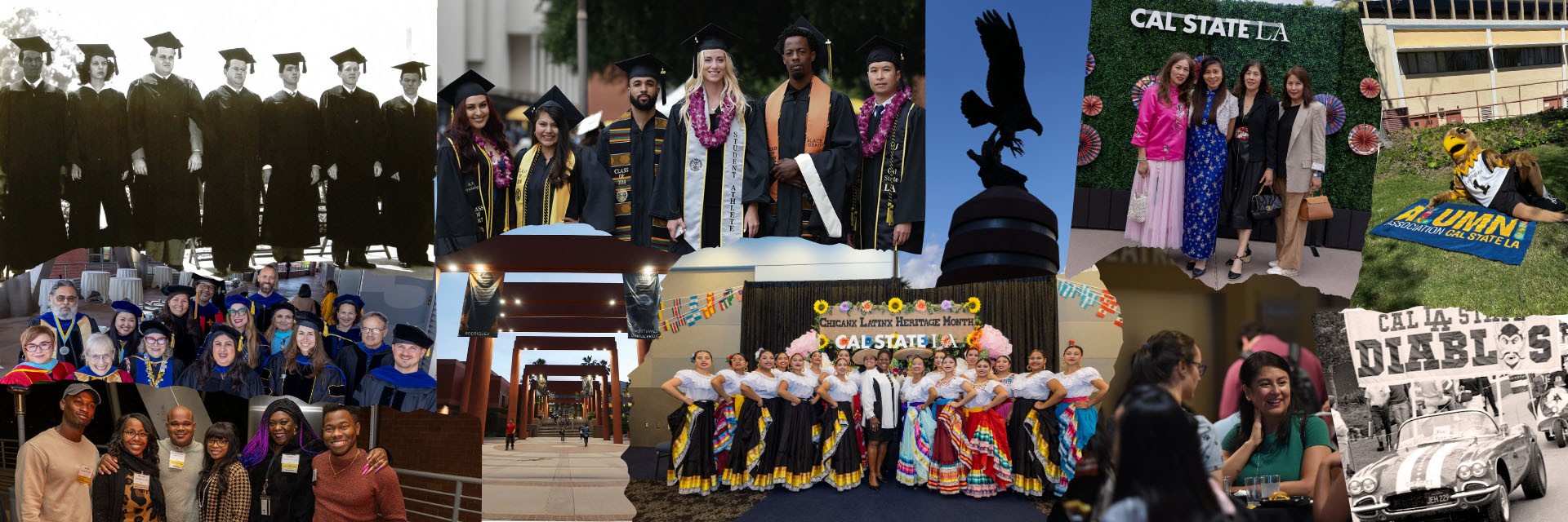 Collage of various alumni and campus photos