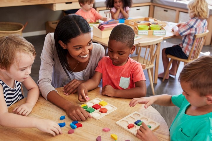 Children learning shapes