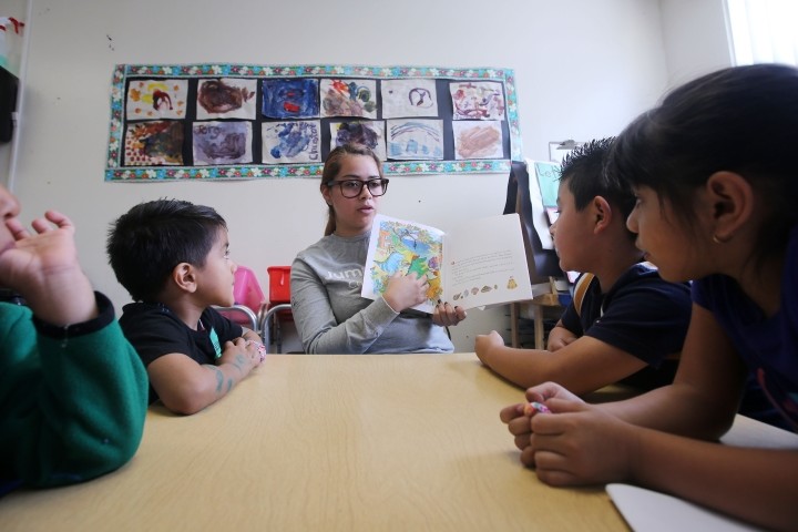 Group of students listening to a story