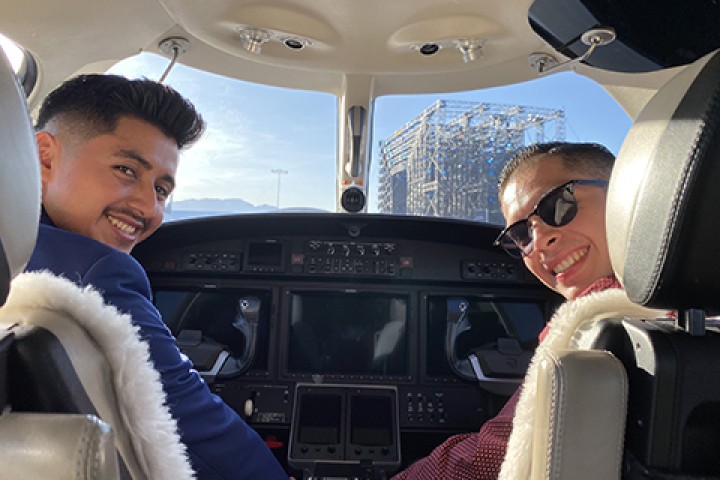 aviation students inside plane