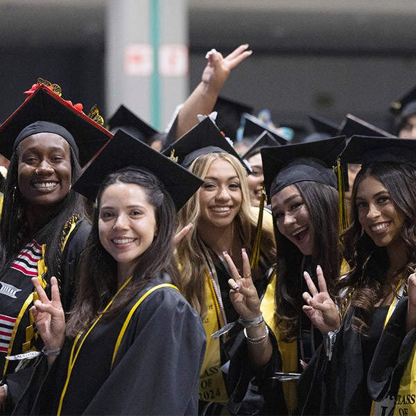 Students at graduation ceremony